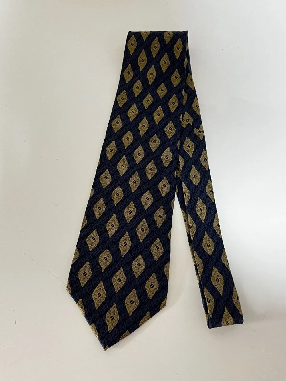 FULL MARK Made in Japan GEOMETRIC Blue & Yellow SILK Men's Tie/Preowned